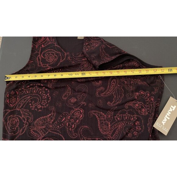 TanJay Women's PLUS 2X Red Black Shimmer Sleeveless Blouse Holiday Christmas NWT - Picture 9 of 9